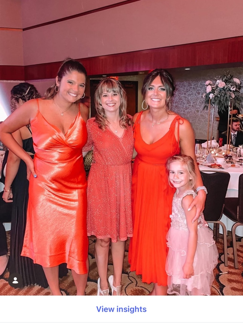 Red/Orange Satin Midi Dress